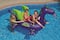 Inflatable Purple and Green Sea Dragon Swimming Pool Float 89-Inch